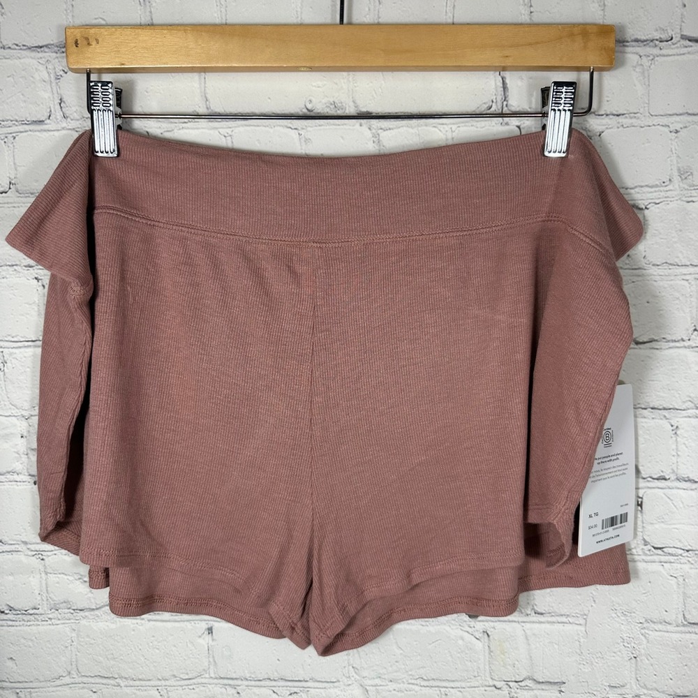 Athleta Well Rested Rib Sleep Short XL Mauve Pink Ribbed Knit Lounge Pajamas NEW